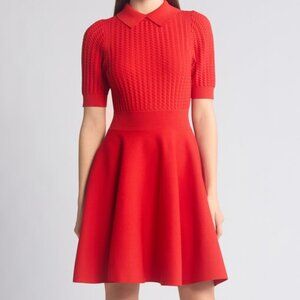 Ted Baker London Mia Knit Skater Dress in Red Size 1